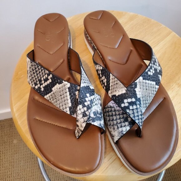 Franco Sarto Darious Deja Snake Print Thong Sandals 9.5M/39.5 - Picture 2 of 3